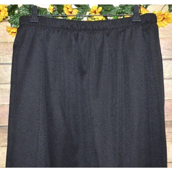 Vintage 2 Piece Black Suit Jacket & Skirt Pearl Button Size 16 Classy Old Money - Picture 8 of 13